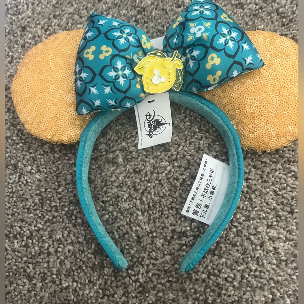 NWT Disney Parks Epcot Saluti Limoncello Italy Minnie Mouse Ears Headband Lemon